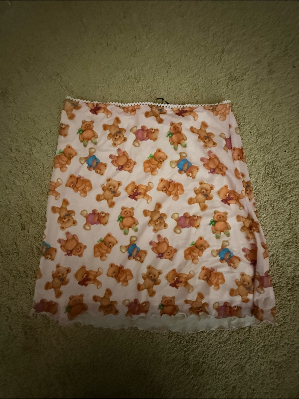 Dolls Kill White Mini Skirt with Teddy Bear Print